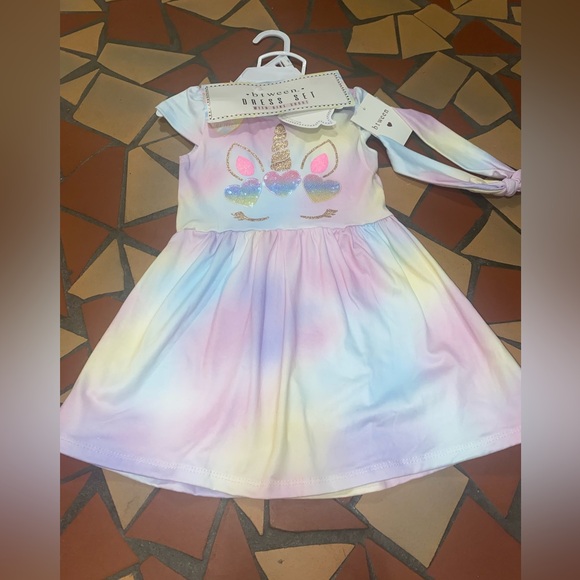 🦄2T unicorn dress set, 3 pieces, new with tag, unicorn outfit, girls 2T - Picture 2 of 12